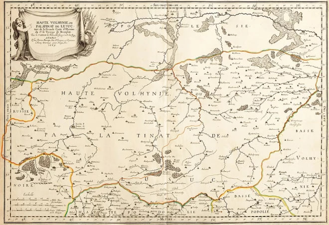Mapa Valyni 1665 hoda