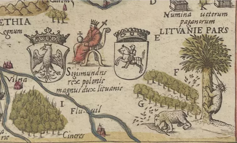 Karta šviedskaha kartohrafa Olaŭsa Mahnusa Carta Marina. 1539 hod