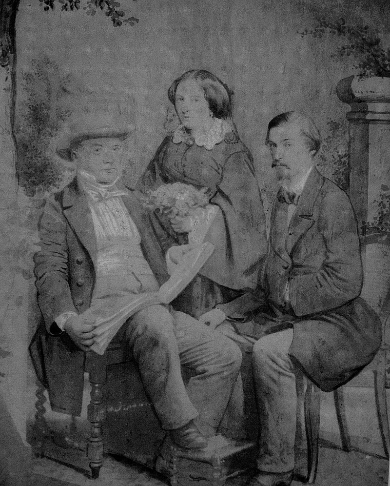 Kanstancin Tyškievič z žonkaj i synam Oskaram u Drezdenie, 1860-ja hh. Maliunak, zroblieny pa fatahrafii
