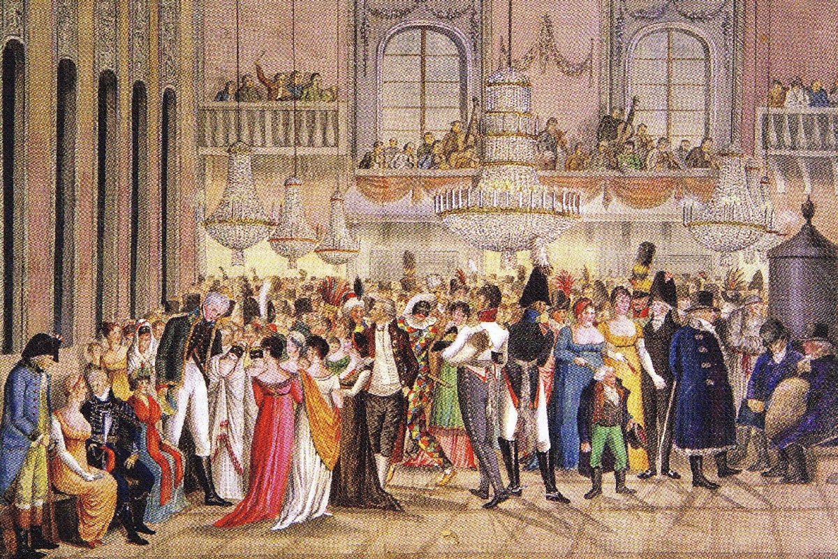 Baĺ u teatry Franca Buly ŭ bylym franciškanskim kasciolie, Ĺvoŭ. Franc Hierstenbierhier, 1805