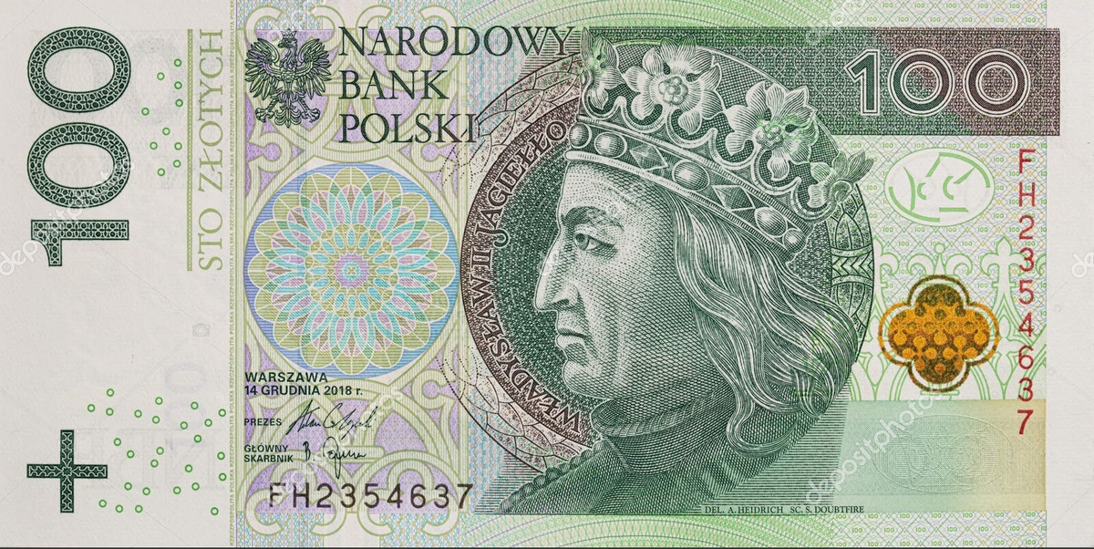 Partret Jahajly na banknocie ŭ sto poĺskich zlotych