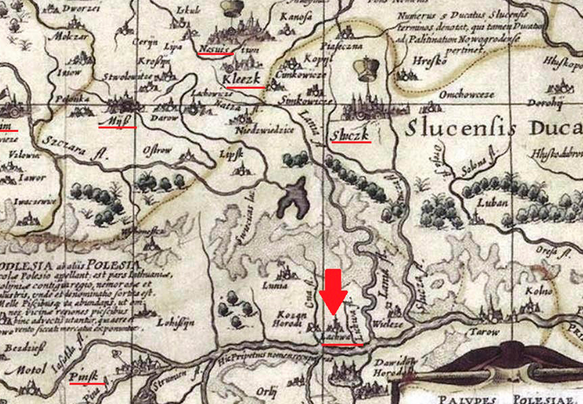 Lachva na mapie 1613 hoda