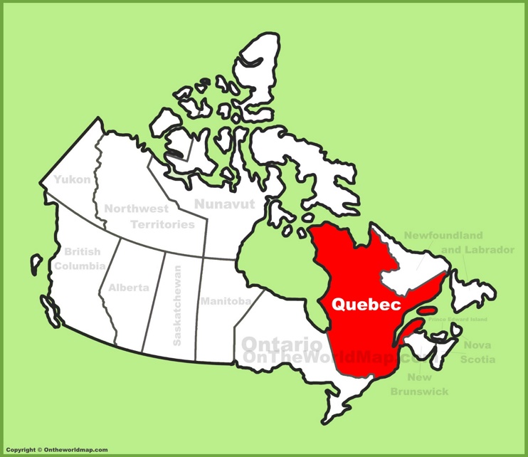 Квебек на мапе Канады