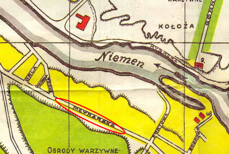 Vakolicy vulicy Mlynarskaj na planie Hrodna 1930-ch