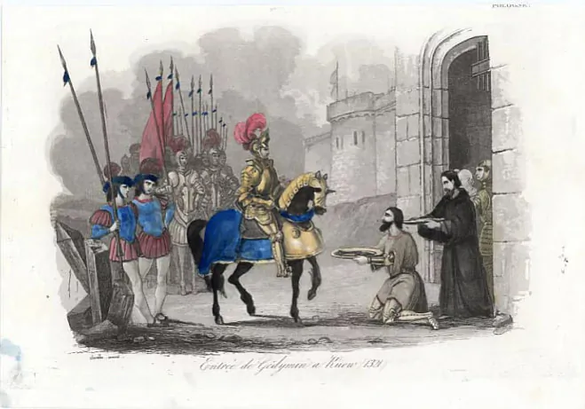 Vialiki kniaź Hiedymin na ŭjeździe ŭ Kijeŭ