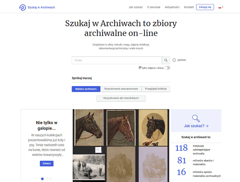 Haloŭnaja staronka sajta Szukaj w Archiwach