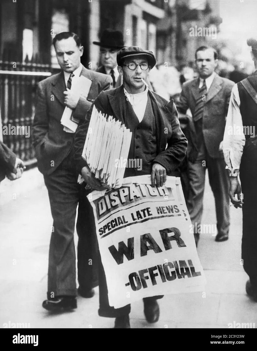 Прадавец газет у Вялікабрытаніі на пачатку Другой Сусветнай.jpg