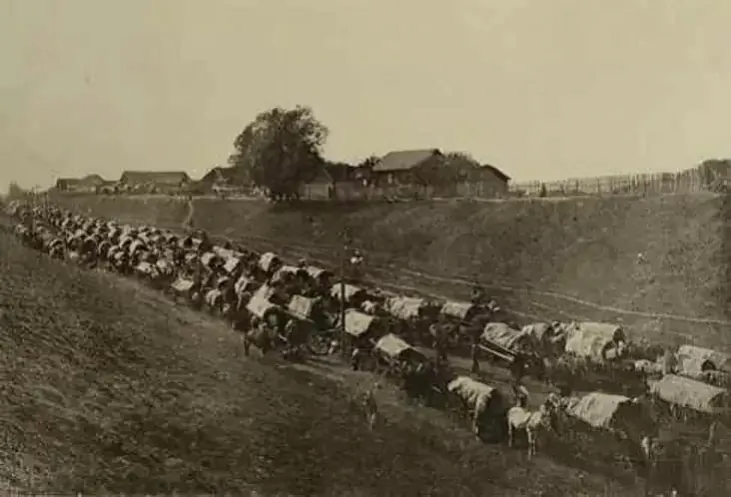 Doŭhi šnur sialianskich padvodaŭ u vakolicach Bychava Doŭhi šnur sialianskich padvodaŭ u vakolicach Bychava