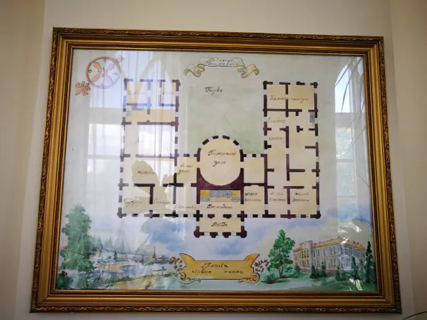 Маляваны план размяшчэння пакояў палаца ў Крычаўскім гістарычным музеі. Фота: welcome-belarus.ru