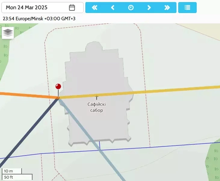 Vyznačennie aryjentacyi Safijskaha sabora ŭ Polacku