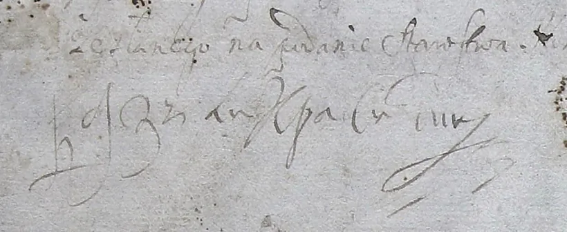 Ulasnaručny podpis Vasilia Krasinskaha na dakumiencie 1680 h. Ulasnaručny podpis Vasilia Krasinskaha na dakumiencie 1680 h.