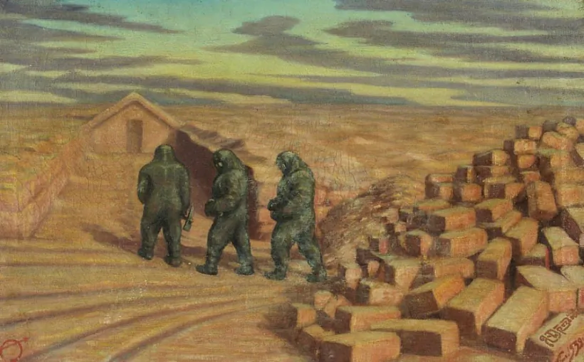 10 vechar-u-pustehlni-na-marse-yazehp-drazdovich-1932.jpg "Вечар у пустэльні на Марсе", 1932