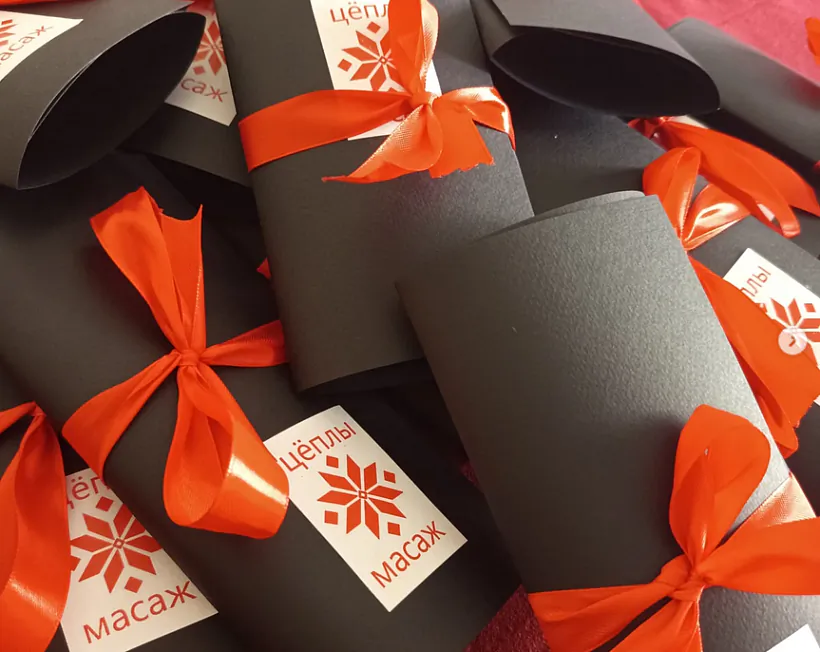 Padarunkavyja siertyfikaty na ciopły masaž