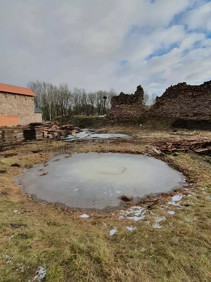 Varonka, jakaja zastalasia na terytoryi Kreŭskaha zamka paslia bajoŭ Pieršaj susvietnaj vajny