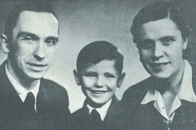 Hienijušy z malym synam Jurkam, Praha, 1940-ja.