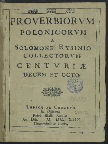 Rysinski. Pieršy zbornik bielaruskich prykazak, vydadzieny ŭ Liubčy