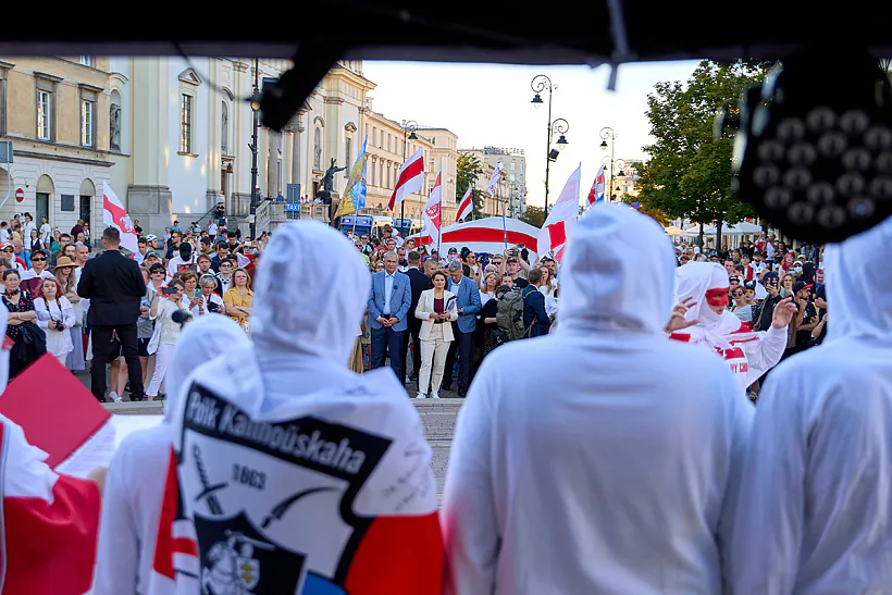 Mitynh bielarusaŭ u Varšavie, 9 žniŭnia 2026 h.