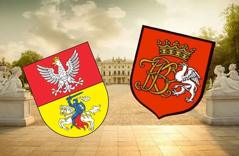 Sučasny hierb Bielastoka — zlieva. Prapanavany — sprava Sučasny hierb Bielastoka — zlieva. Prapanavany — sprava