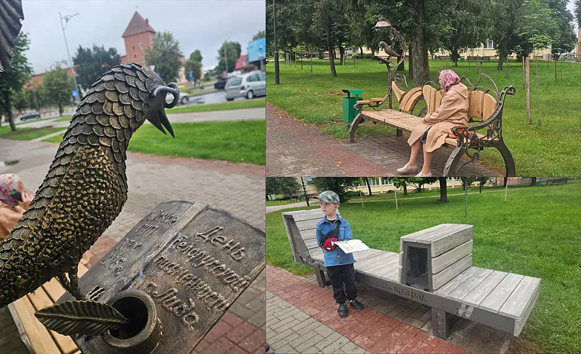 Łaŭki z rasiejskamoŭnymi nadpisami, ustalavanyja ŭ Lidzie da Dnia biełaruskaj piśmiennaści
