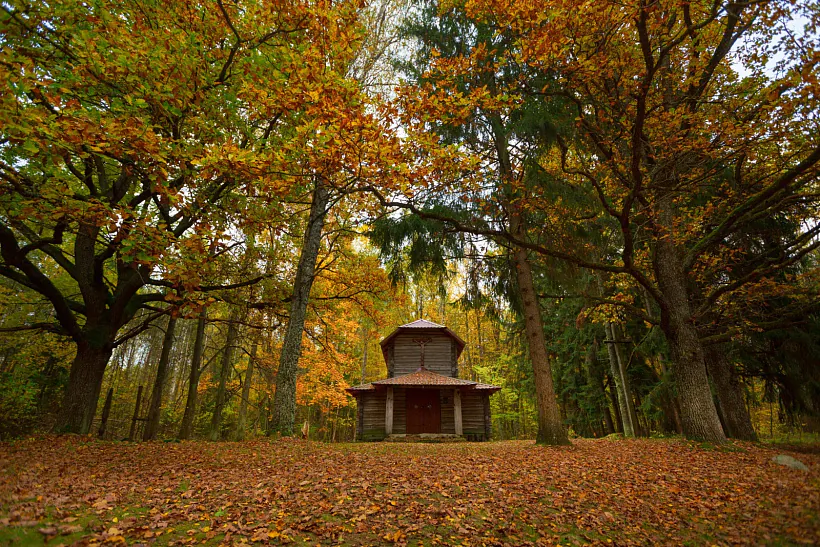Капліца на беразе Вяллі каля вёскі Дубок Астравецкага раёна. Фота з Фэйсбука Віктара Малышчыца