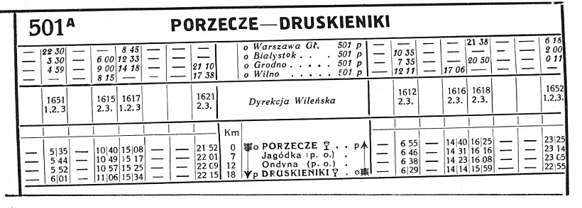Rasklad ruchu pa linii Parečča — Druskieniki zimoj 1937-1938 hadoŭ