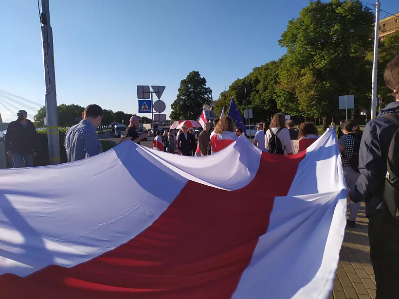 Bielarusy ŭ centry Ryhi padčas adnoj z akcyj