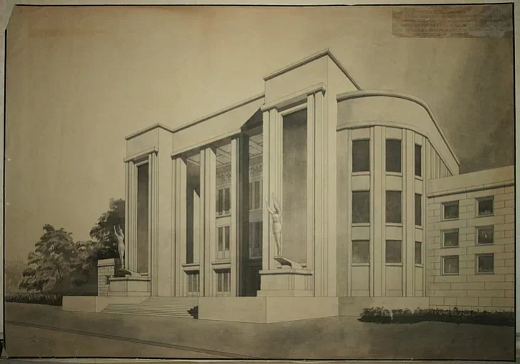 Prajekt budynka lazniaŭ z basiejnami ŭ Minsku. 1935 h.