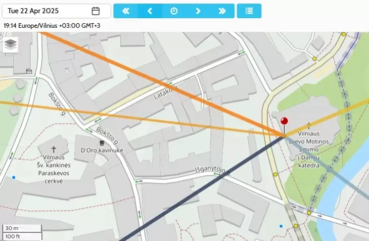 Vyznačennie aryjentacyi Pračyscienskaha sabora ŭ Viĺni