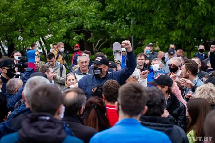 Siarhiej Cichanoŭski na sustrečy ŭ Hrodnie, 2020 h.