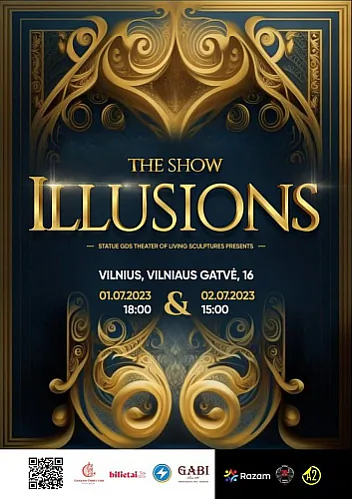 Афіша інтэрактыўнага тэатра жывых скульптур у Вільні