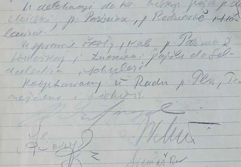 Staronka z pratakolu Rady BNR z častkaj podpisaŭ prysutnych