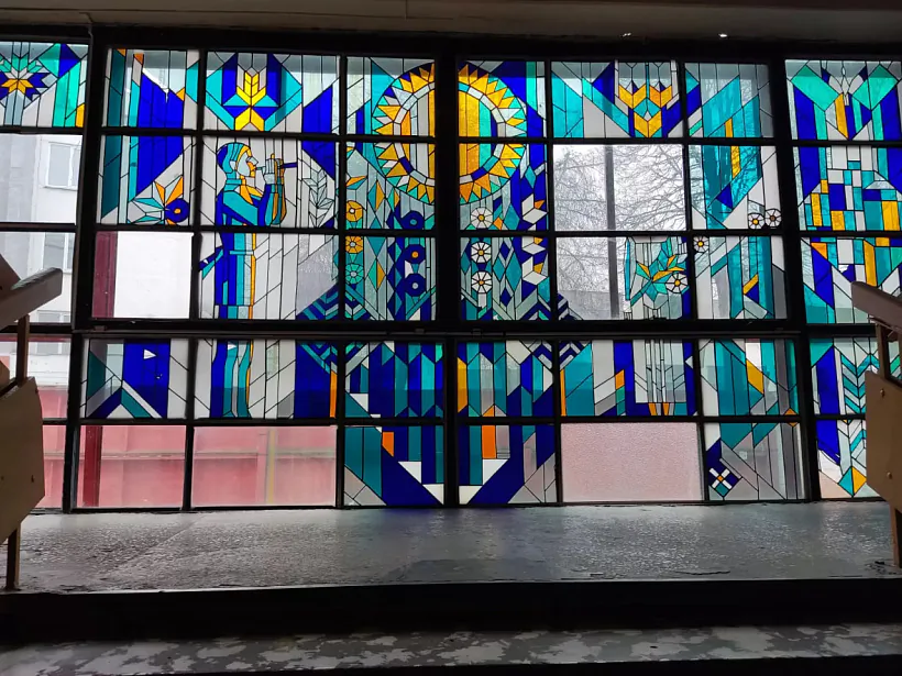 Vitraž u stalovaj «Bielaruskabieĺ», Myzyr Vitraž u stalovaj «Bielaruskabieĺ», Myzyr