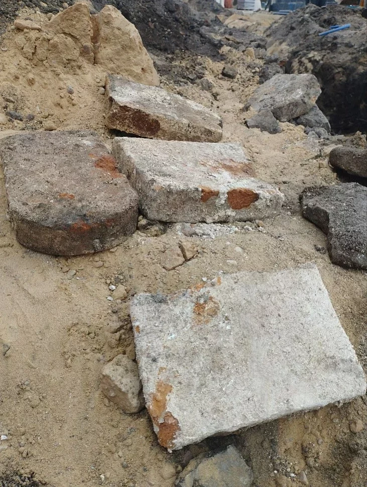 Razval plinfy ŭ raskopie na terytoryi Novaha zamka