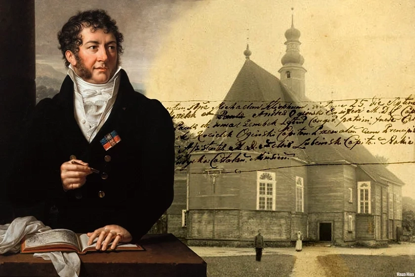 Michal Klieafas Ahinski i stary kasciol u Salantach Michal Klieafas Ahinski i stary kasciol u Salantach