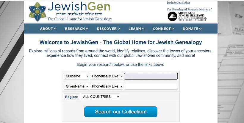 Skrynšot z sajta JewishGen