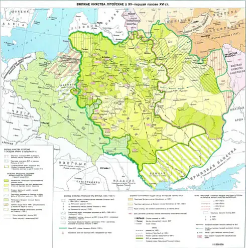 Mapa Vialikaha Kniastva Litoŭskaha XV st. z Kurskam u jaho miežach Mapa Vialikaha Kniastva Litoŭskaha XV st. z Kurskam u jaho miežach