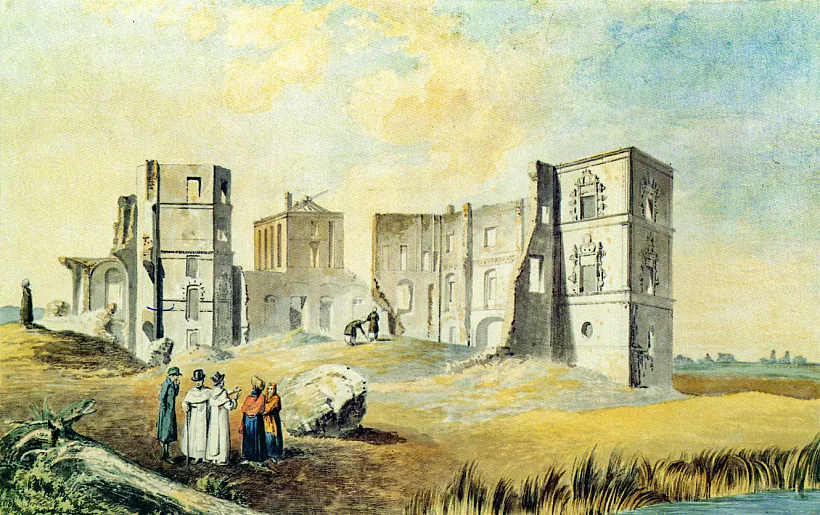 Замак Белы Ковель, Юзаф Пешка, канец XVIII стагоддзя. Фота: budzma.org Замак Белы Ковель, Юзаф Пешка, канец XVIII стагоддзя. Фота: budzma.org