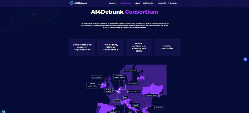 Sajt prajekta AI4Debunk Sajt prajekta AI4Debunk