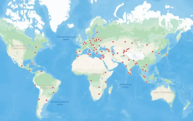 Hieahrafija Ruskich damoŭ u sviecie