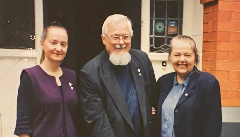 Aliaksandr Nadsan i staršynia Rady BNR Ivonka Survilla (sprava)