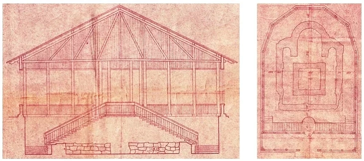 Prajekt paviĺjona nad padmurkami chrama XII stahoddzia