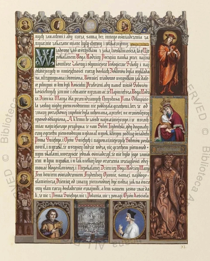 Arkuš poĺskamoŭnaj viersii z vyjavaj Sviatoha Kazimira i abraza Maci Božaj Pačajeŭskaj