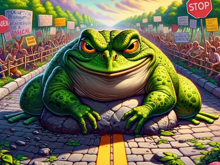 Афарызм «Жаба ў каляіне». Ілюстрацыя створаная штучным інтэлектам.