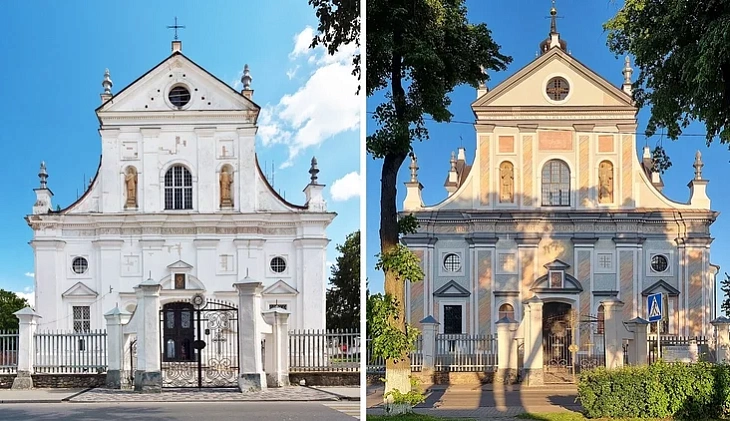 Haloŭny fasad baročnaha kasciola Božaha Ciela ŭ Niasvižy