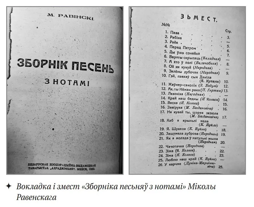 Zmiest zbornika 1922 h. Fota z knihi «Mikola Ravienski» 