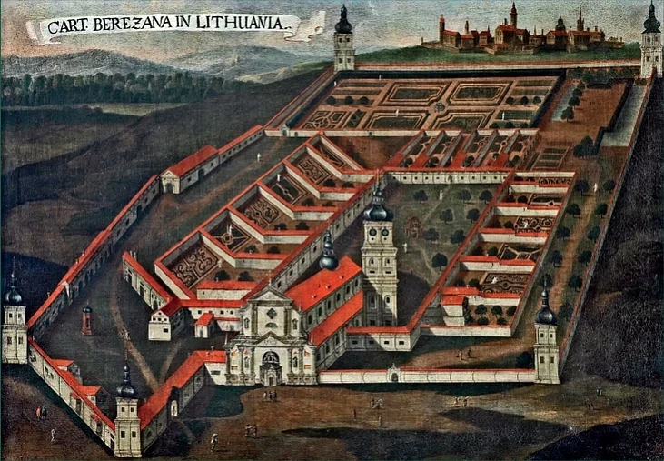 Komplieks kliaštara kartezijancaŭ u Biarozie na maliunku 1750 hoda