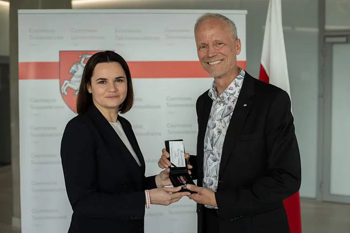 Sviatlana Cichanoŭskaja i Stefan Eryksan