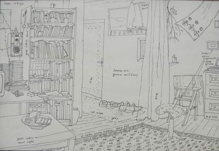 Юры Алісевіч, “Маё атачэнне”, папера, гелевая асадка, 297х420, 2011.