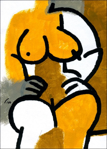 Адам Глобус, "Залацісты торс", 2010 год. Папера, акрыл, 300х200 мм.